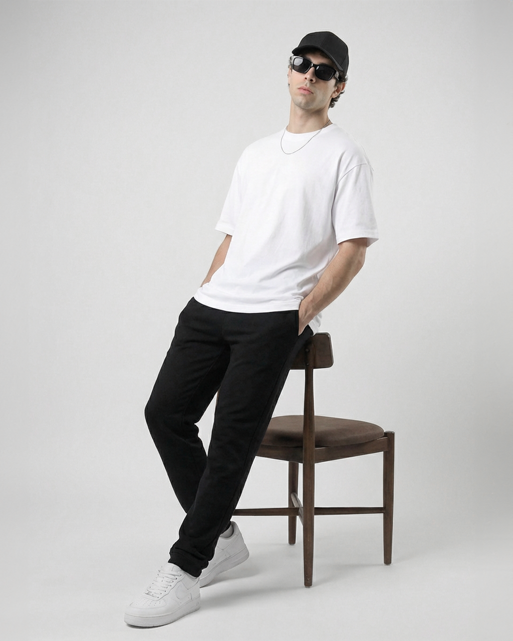 Pantalón Liso Negro + Camiseta Blanca